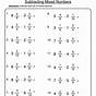 Subtracting Mixed Numbers Worksheets Pdf