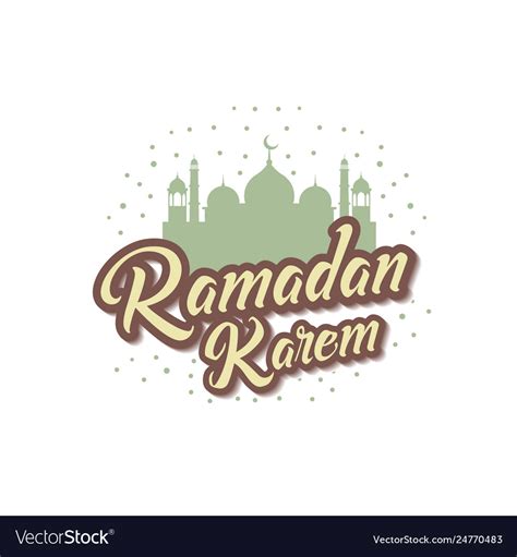 Ramadan Kareem With Mosque Lettering Typography Vector Image