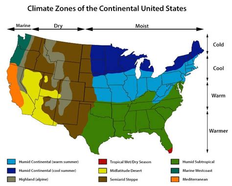 Climate Zones Of The Continental United States Climate Zones Weather