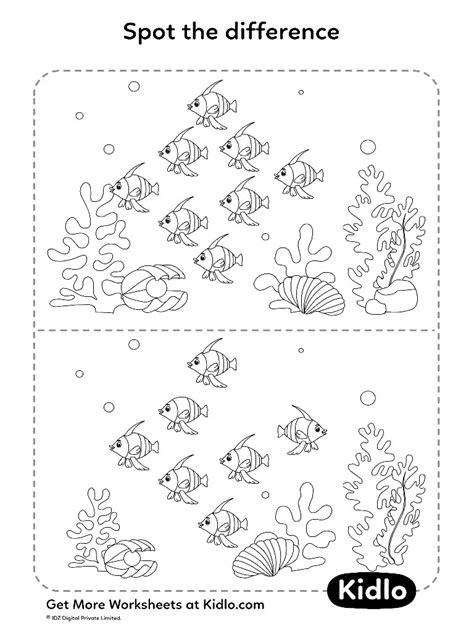 Spot The Difference Underwater Animal Matching Activity Worksheet 05