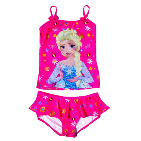 Girls Official Disney Frozen Swimming Costume New Elsa Print Two Piece