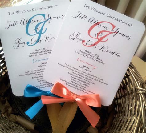 Turquoise Wedding Program Fans Pick Two By Pinkorchidinvites