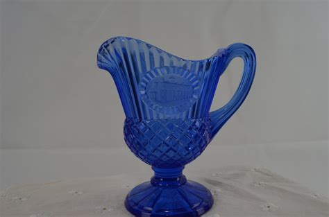 Vintage Avon Cobalt Blue Glass Ribbed Small Creamer Pitcher Etsy