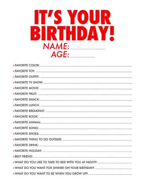 Free Printable Birthday Questions For Kids Little Gold
