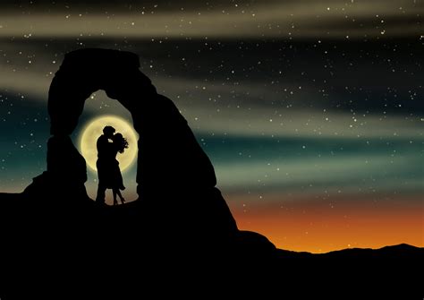 Couple 4k Wallpaper Lovers Romantic Silhouette Moon