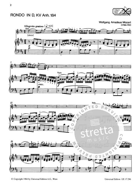 Rondo D Dur Kvanh 184 From Wolfgang Amadeus Mozart Buy Now In The Stretta Sheet Music Shop