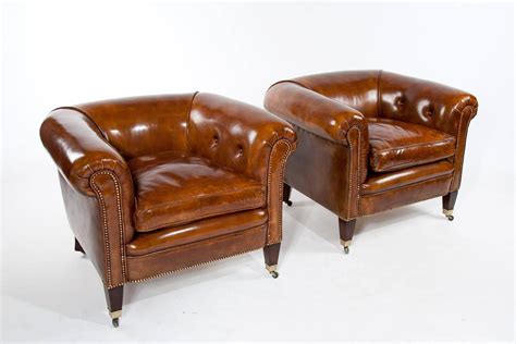 These lovely and functional leather armchair are available at enticing offers and discounts. Quality Pair of Antique Leather Tub Armchairs For Sale at ...