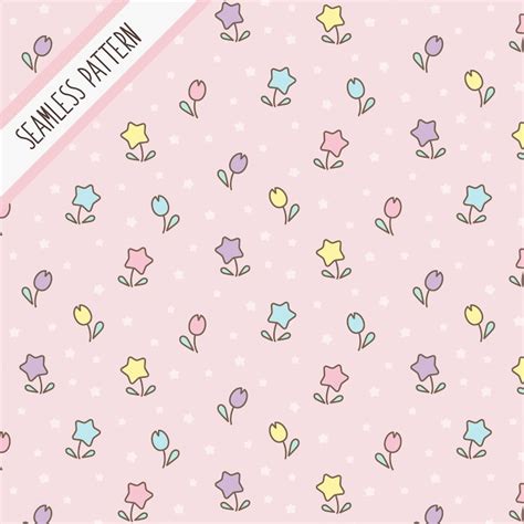 Premium Vector Cute Kawaii Pastel Colors Flowers Seamless Pattern