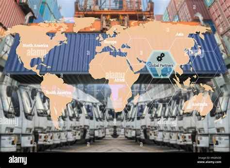 Map global logistics partnership connection of Container Cargo freight