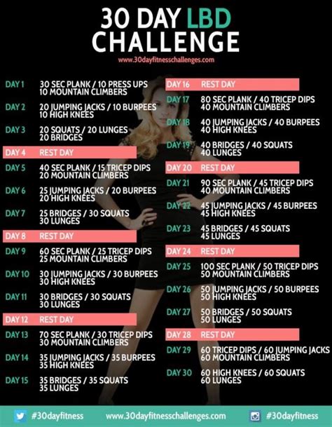 30 Day Little Black Dress Challenge Workout Chart I Could Totally Do
