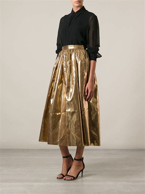 Lyst Msgm Long Full Skirt In Metallic