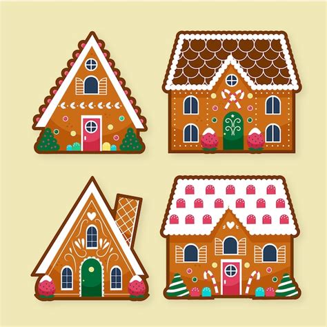 Free Vector Collection Of Hand Drawn Gingerbread House