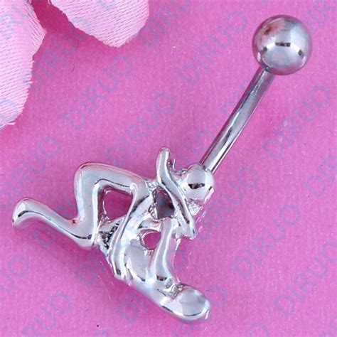 Retail Hot Sexual Love Belly Navel Ring Belly Bar 14g 316l Stainless Steel Piercing Fashion