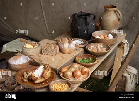 Part Of A Medieval Feast Table Stock Photo Alamy