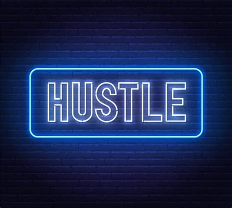 Premium Vector Hustle Neon Text On Brick Wall Background