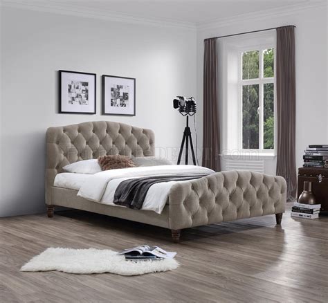 Would you like to give a luxurious look to your bedroom? Sandra Upholstered Platform Bed in Taupe Fabric by J&M