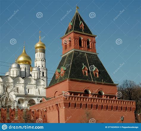 The Cathedral Of The Archangel And Taynitskaya Tower Kremlin Moscow