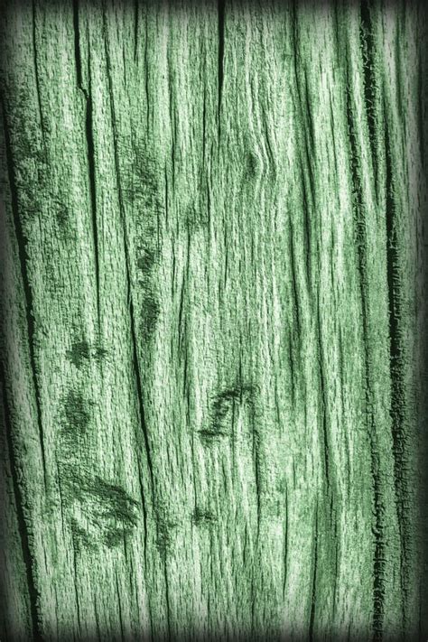 Old Weathered Rotten Cracked Wood Kelly Green Vignetted Grunge Texture
