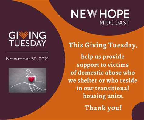 Giving Tuesday November 30 2021 New Hope Midcoast