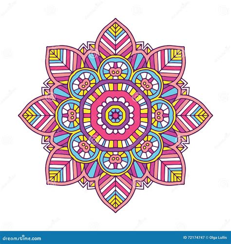 Colored Floral Mandala Stock Vector Illustration Of Hinduism 72174747