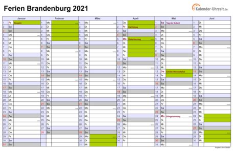 Kalender 2020 ferien thuringen feiertage. Ferien Brandenburg 2021 - Ferienkalender zum Ausdrucken