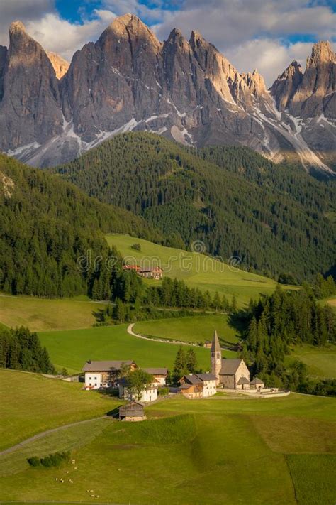 St Magdalena With Famous Church In Val Di Funes At Sunset Dolomites