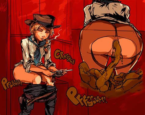 Rule 34 1girls Anus Ass Cigarette Cowgirl Female Gun Outhouse Pants Down Pussy Red Dead