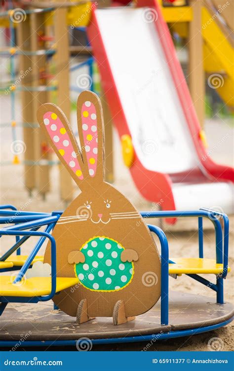 Decoration For Easter Rabbit Of Cardboard Stock Image Image Of T