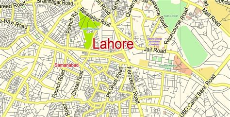Lahore Pdf Map Pakistan En Low Detailed City Plan Editable Adobe Pdf