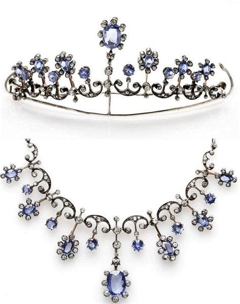Tiaras In Diamonds And Sapphires Convertible Into Necklace From The
