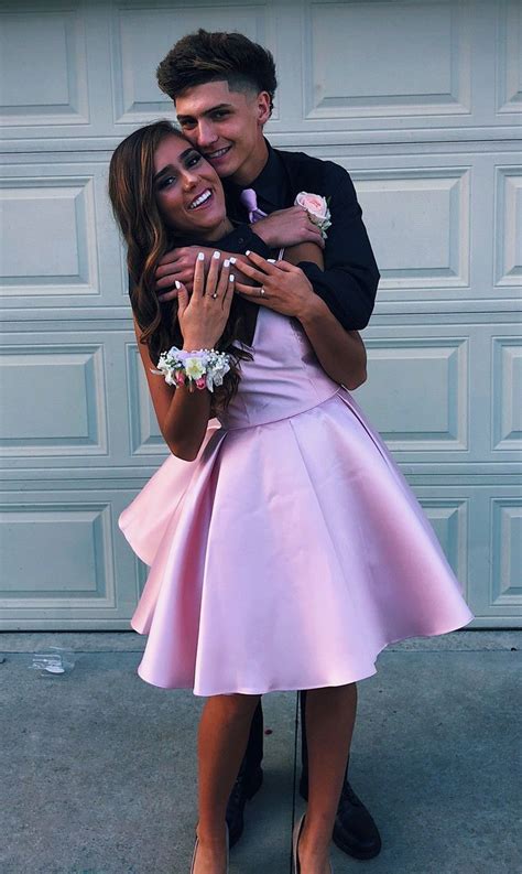 Cari produk baju couple lainnya di tokopedia. V Neck Straps Short Pink Homecoming Dress | Prom pictures ...