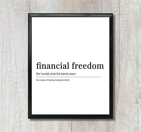 Financial Freedom Definition Wall Art Debt Payoff Printable Etsy