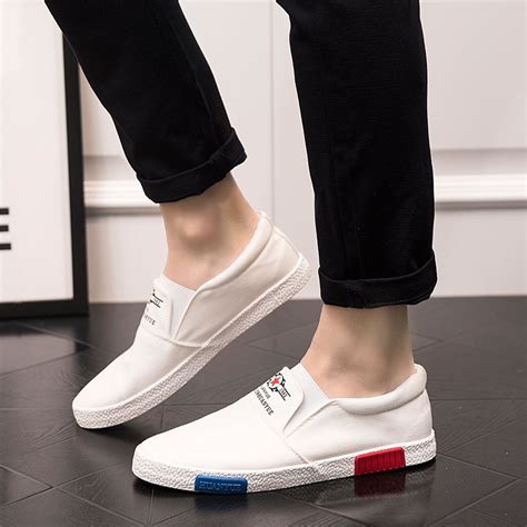 Solid White Black Canvas Shoes New 2017 Fashion Men Casual Shoes