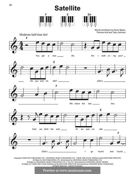 Satellite By H Styles Sheet Music On Musicaneo