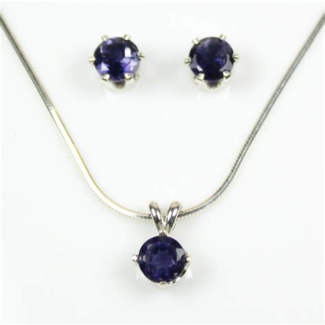 Iolite Jewelry Set Blue Earrings And Necklace Set 925 By Swanky925