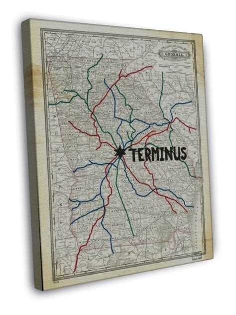 The Walking Dead Terminus Map 20x16 Inch Framed Canvas Print