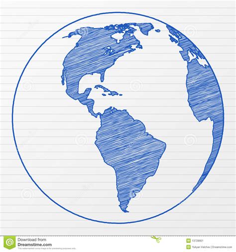 Drawing World Globe 3 Stock Vector Illustration Of Draft