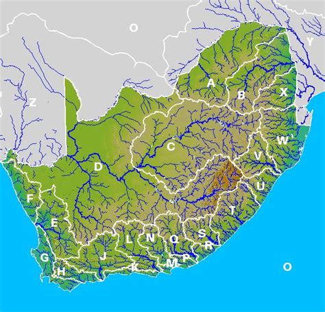 Rivers Of South Africa 1 In 500 000 Selection Map