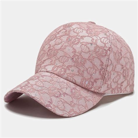 Women Fashionable Lace Baseball Cap Breathable Sequin Sun Hat
