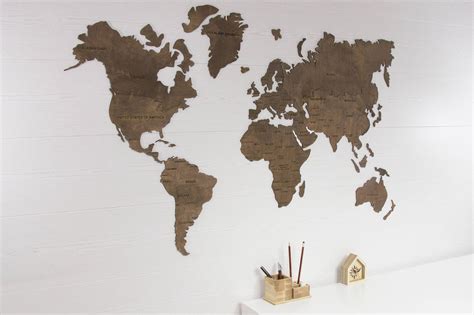 World Map Wall Art Wooden World Map World Map Poster World Map Wall