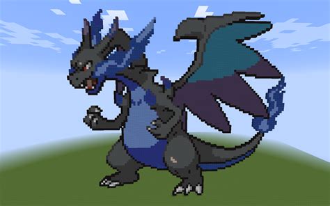 Minecraft Pixel Mega Charizard X By Gem A Knight On