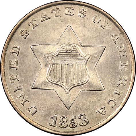 1853 3cs Ms Silver Three Cents Ngc