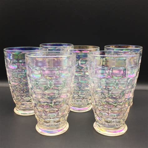 Vintage Federal Glass Colonial Iridescent Flat Etsy Glass Vintage Iridescent