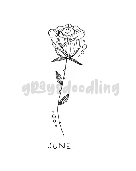 June Flower Tattoo Commission | Etsy