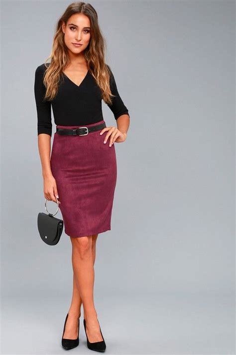 Superpower Burgundy Suede Pencil Skirt Suede Pencil Skirt Pencil