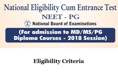 Neet Pg 2018 Eligibility Criteria And Instructions Mixindia