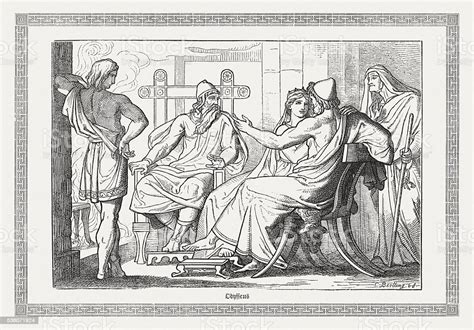 Ulysses Tells His Friends His Adventures Greek Mythology Published 1880 Stock Illustration