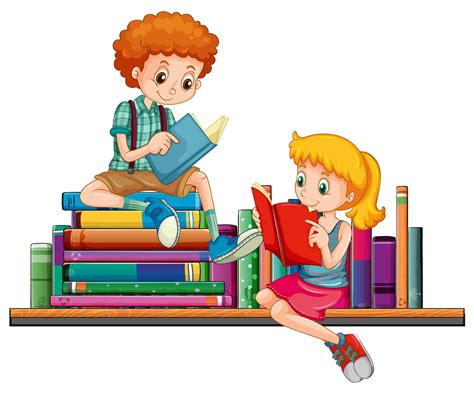 Junge Und Mädchen Die Zusammen Bücher Lesen 367543 Vektor Kunst Bei
