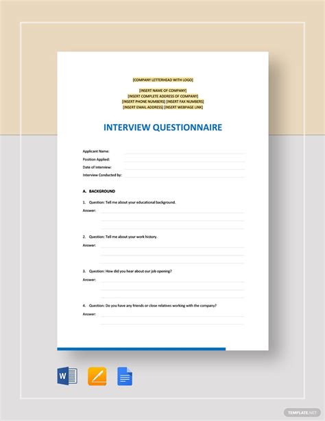 Interview Questionnaire 24 Examples Format Pdf Examples Riset