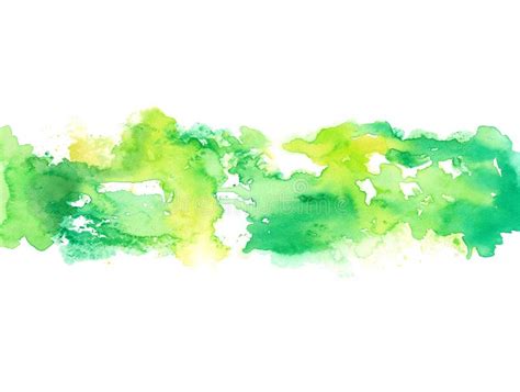 Abstract Green Hand Paint Watercolor Splash On White Background Paper